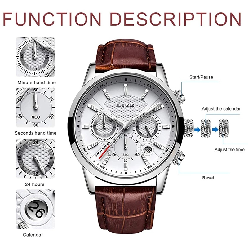 LIGE 2025 часы мужские модные  – обзор и цена Luxury Watch Longines