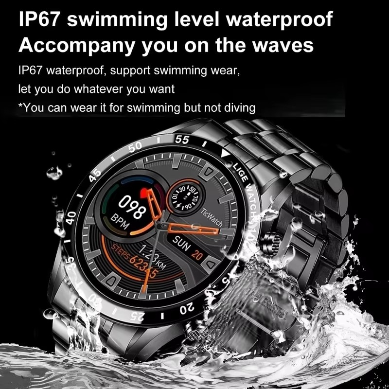 LIGE Новые Bluetooth-смарт-час – обзор и цена Luxury Watch Arabic