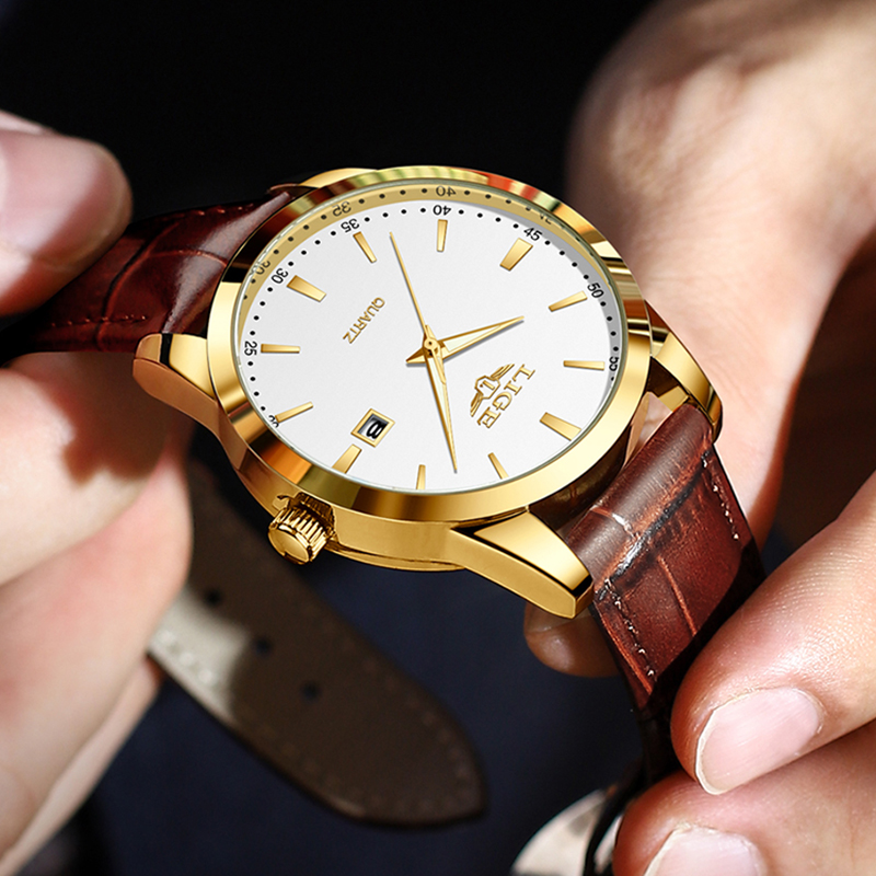 LIGE модные коричневые кожаные – обзор и цена Luxury Watch Longines